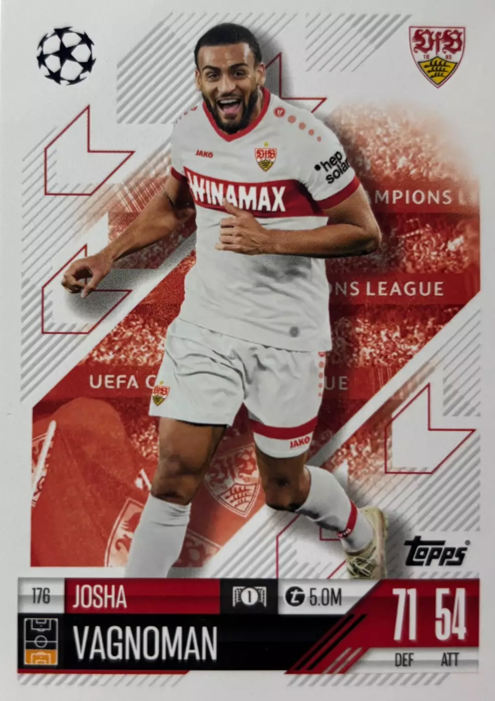 Футбол. Карточка Йоша Вагноман Штутгарт, Гамбург Лига Чемпионов 2024/25 TOPPS