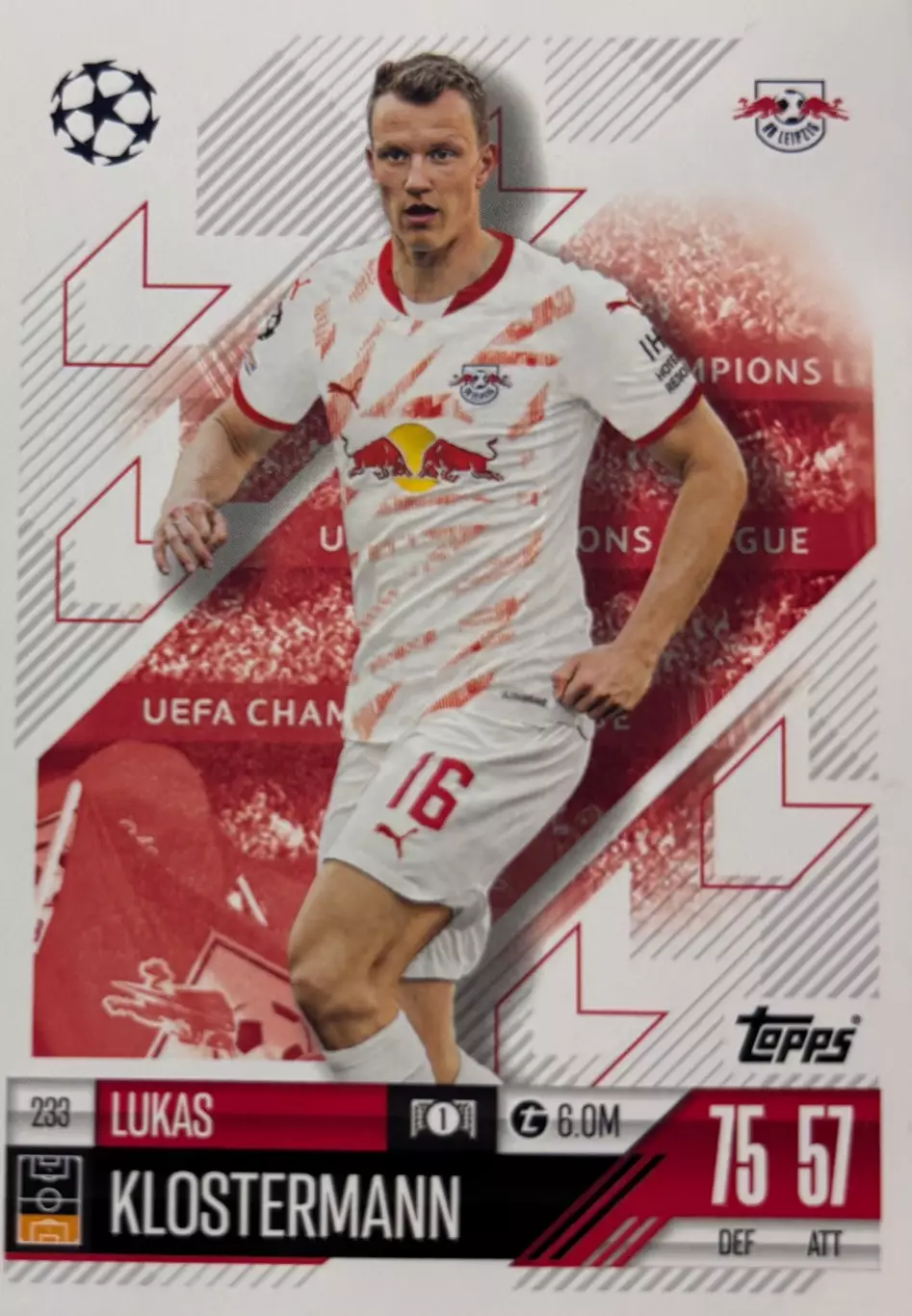Футбол. Карточка Лукас Клостерман РБ Лейпциг Лига Чемпионов 2024/25 TOPPS