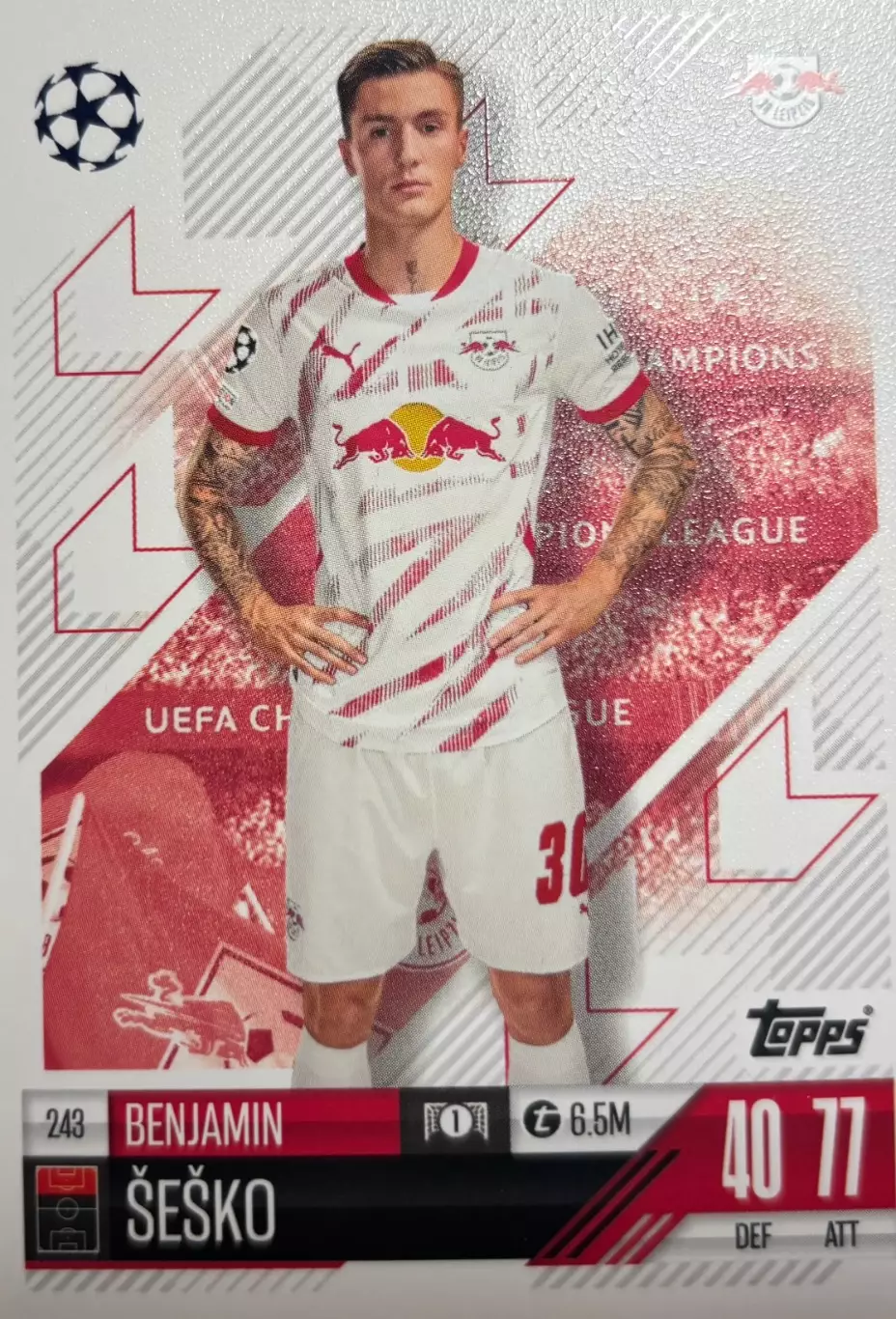 Футбол. Карточка Беньямин Шешко РБ Лейпциг, Манчерстер Лига Чемпионов 2024/25