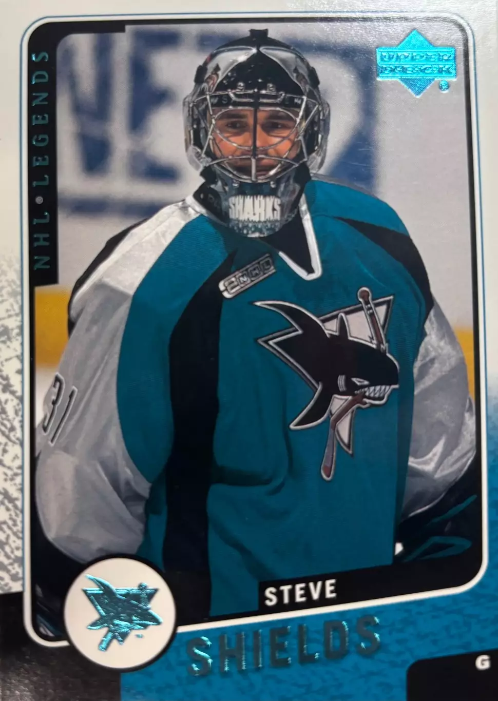 Хоккей. Карточка Steve Shields/Стив Шилдс San Jose Sharks/Сан-Хосе Шаркс НХЛ/NHL