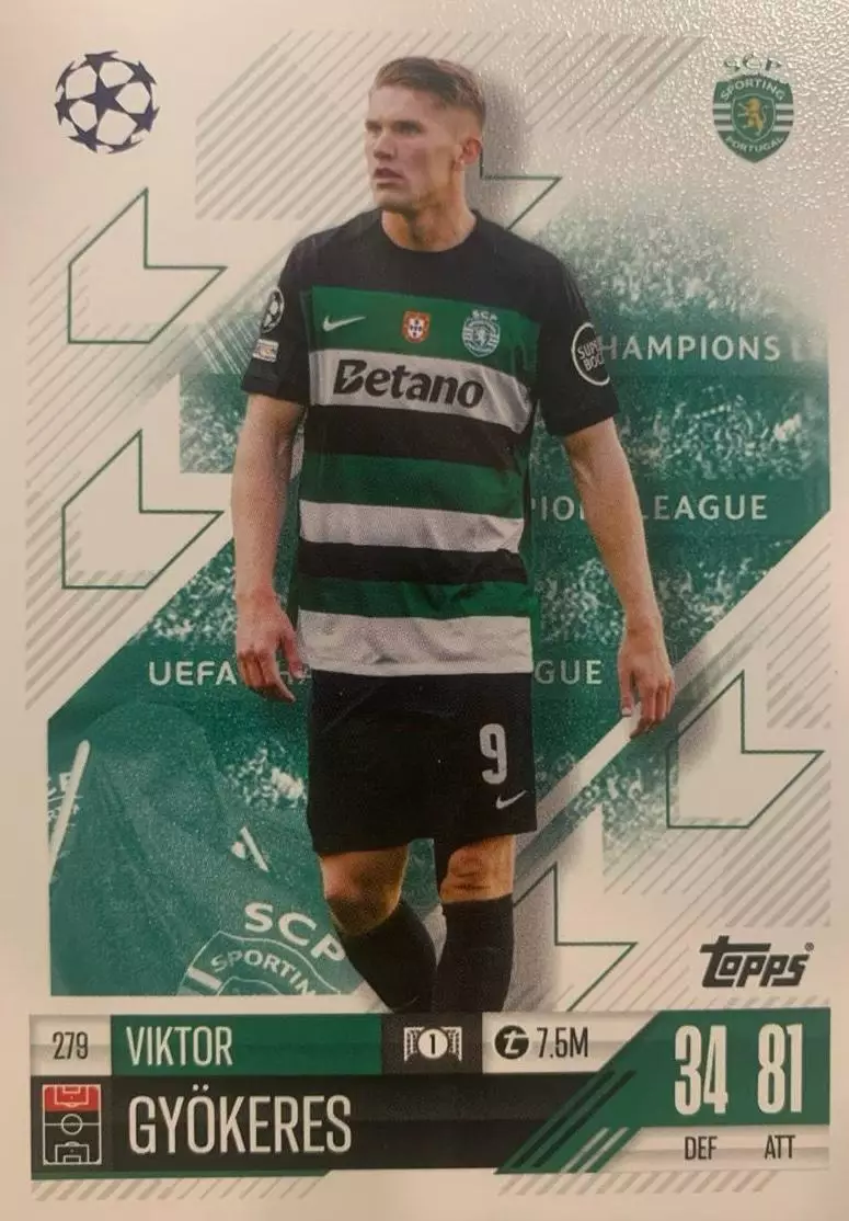 Футбол. Карточка Виктор Дьекереш Спортинг, Арсенал Лига Чемпионов 2024/25 TOPPS
