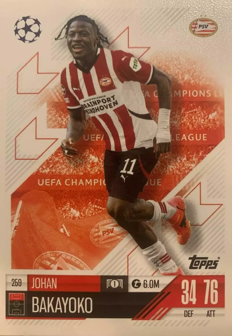 Футбол. Карточка Йохан Бакайоко ПСВ, РБ Лейпциг Лига Чемпионов 2024/25 TOPPS