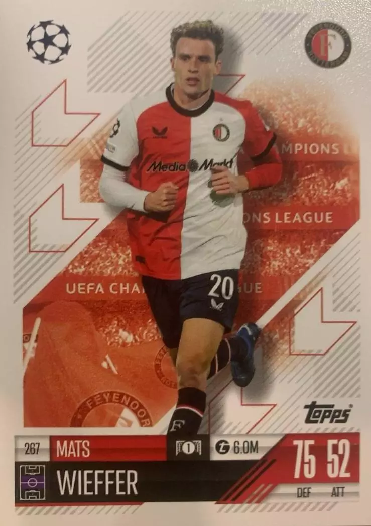 Футбол. Карточка Матс Виффер Фейеноорд, Лацио Лига Чемпионов 2024/25 TOPPS