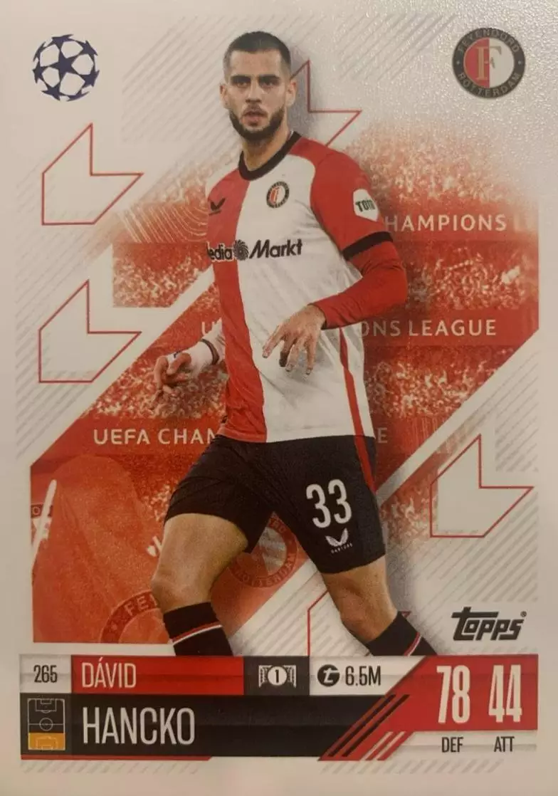 Футбол. Карточка Давид Ганцко Фейеноорд, Атлетико Лига Чемпионов 2024/25 TOPPS