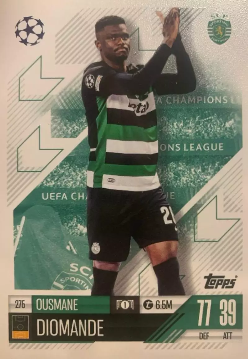 Футбол. Карточка Усман Дьоманде Спортинг Лига Чемпионов 2024/25 TOPPS