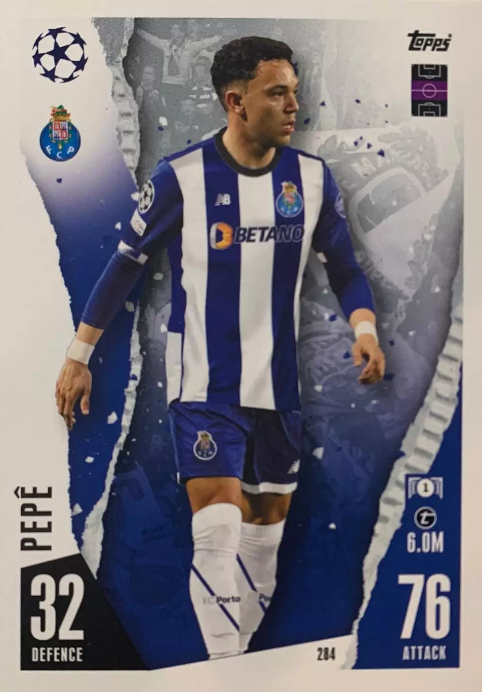 Футбол. Карточка Pepe/Пепе Порту Лига Чемпионов 2023-24 TOPPS
