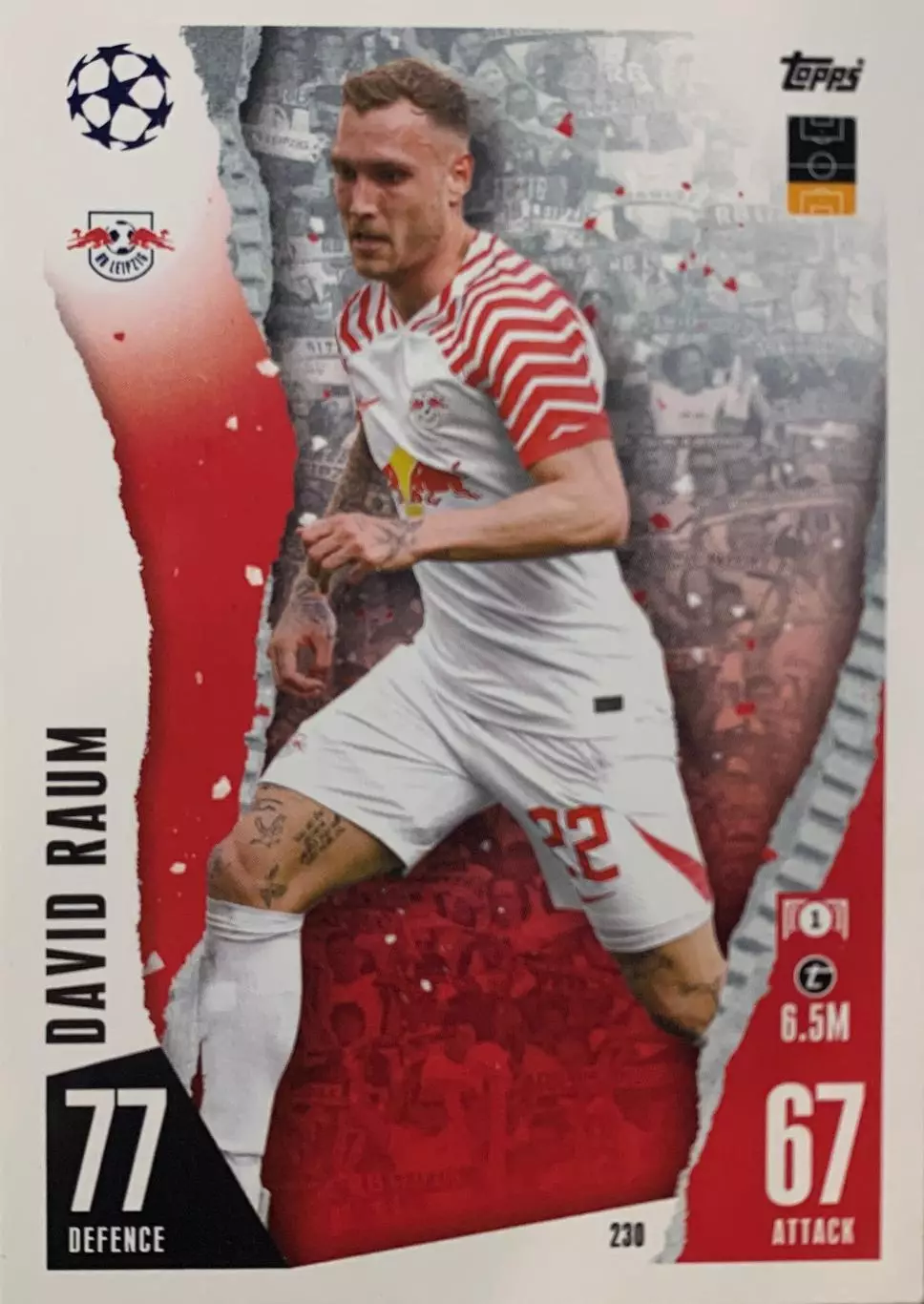 Футбол. Карточка David Raum/Давид Раум РБ Лейпциг Лига Чемпионов 2023-24 TOPPS