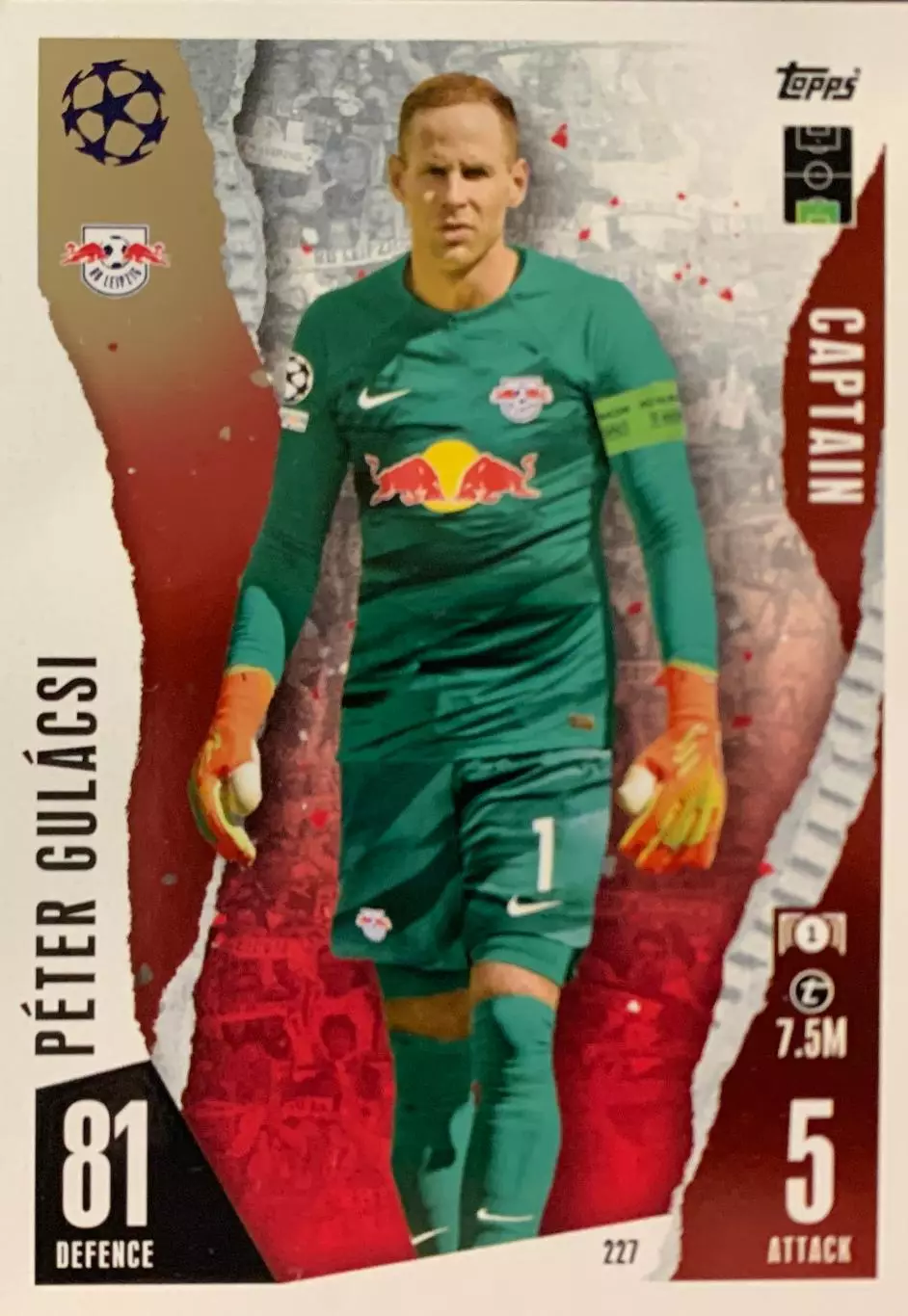 Футбол. Карточка Петер Гулачи РБ Лейпциг, Ливерпуль Лига Чемпионов 2023-24 TOPPS