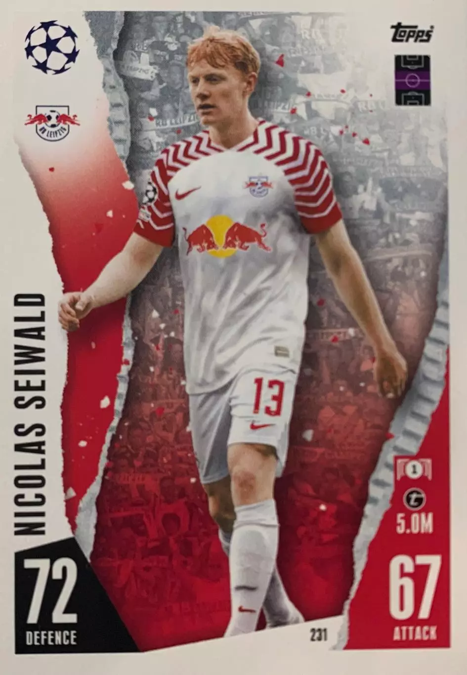 Футбол. Карточка Николас Зайвальд РБ Лейпциг, Зальцбург Лига Чемпионов 2023-24