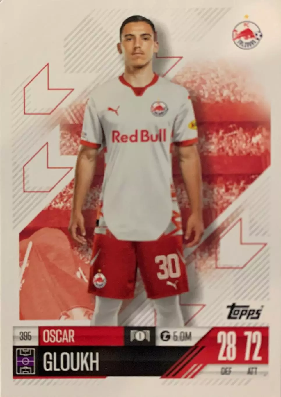 Футбол. Карточка Оскар Глух Ред Булл Зальцбург Лига Чемпионов 2024-25 TOPPS