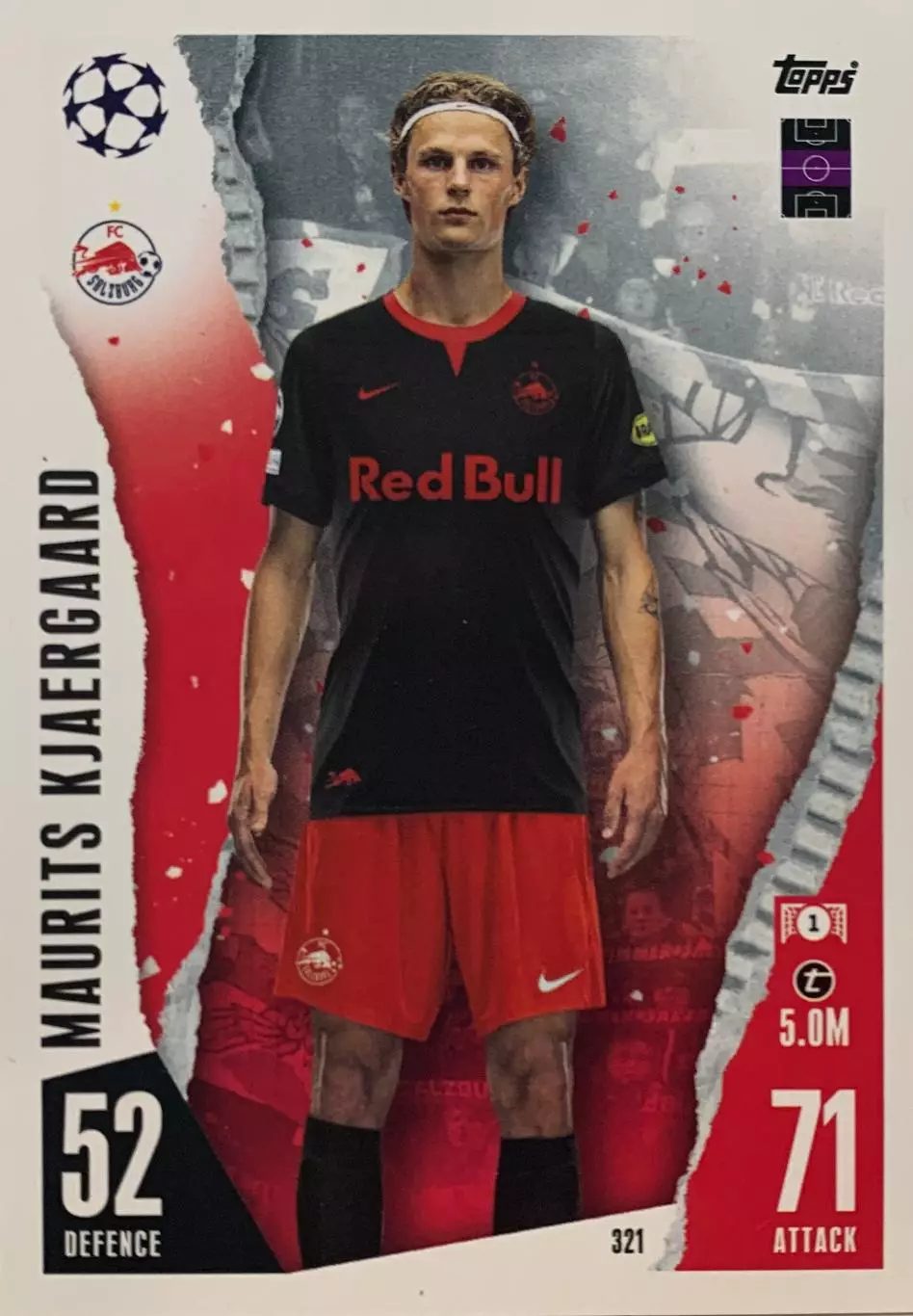 Футбол. Карточка Мауриц Кьергор Ред Булл Зальцбург Лига Чемпионов 2023-24 TOPPS