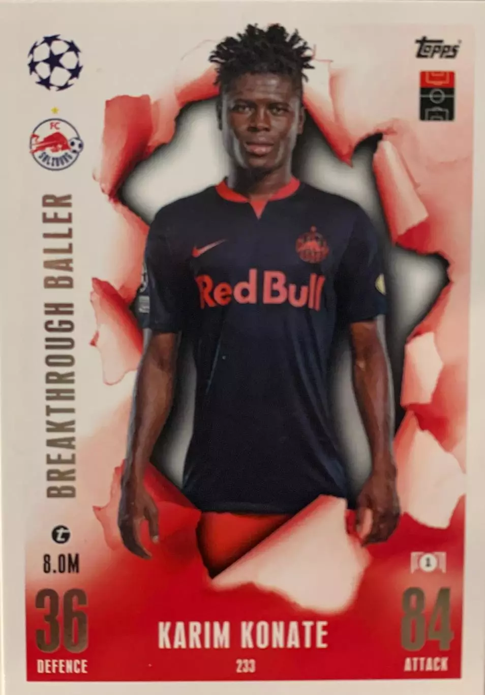 Футбол. Карточка Карим Конате Ред Булл Зальцбург Лига Чемпионов 2023-24 TOPPS