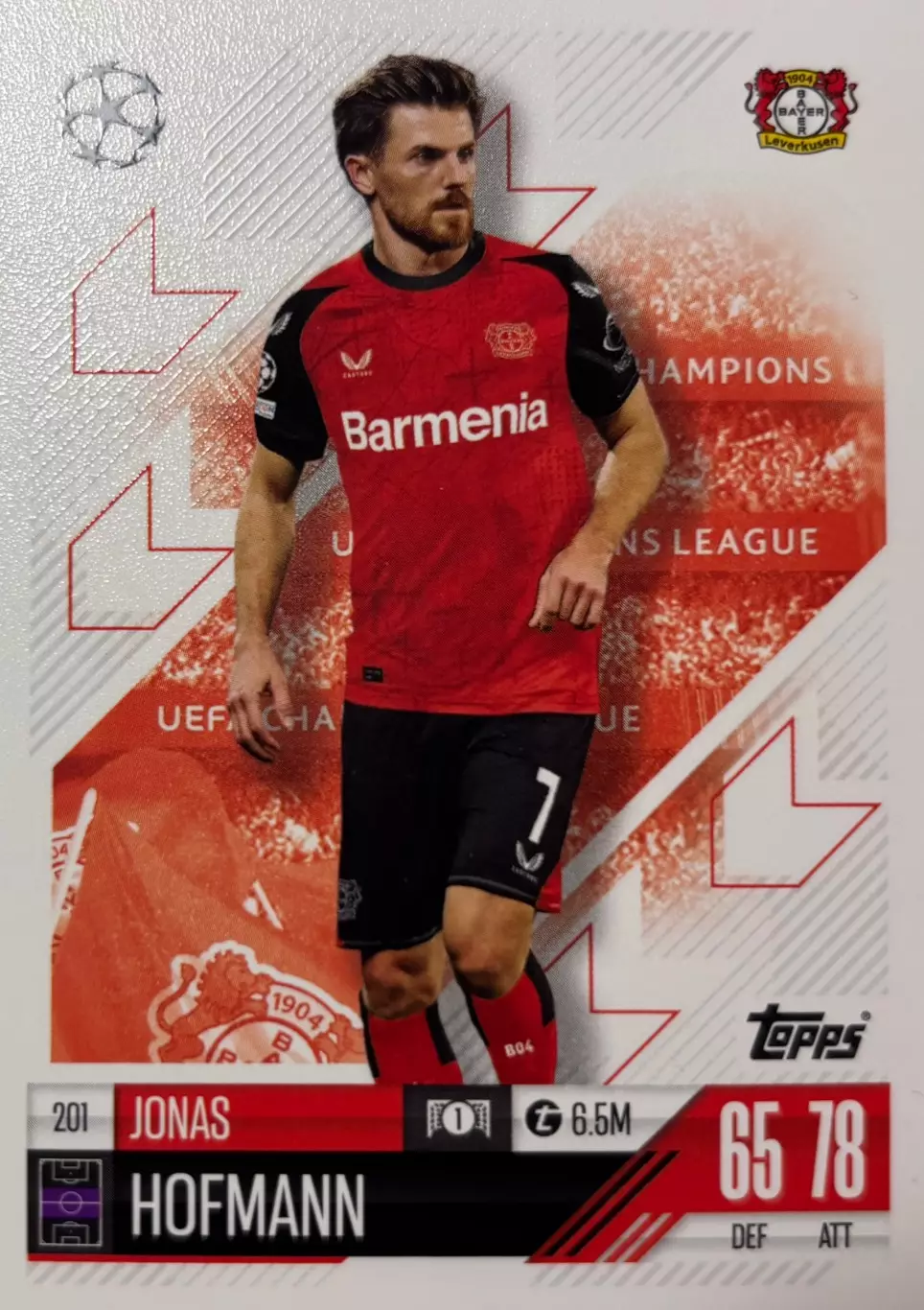Карточка Йонас Хофманн Байер 04, Боруссия Дортмунд Лига Чемпионов 2024/25 Topps