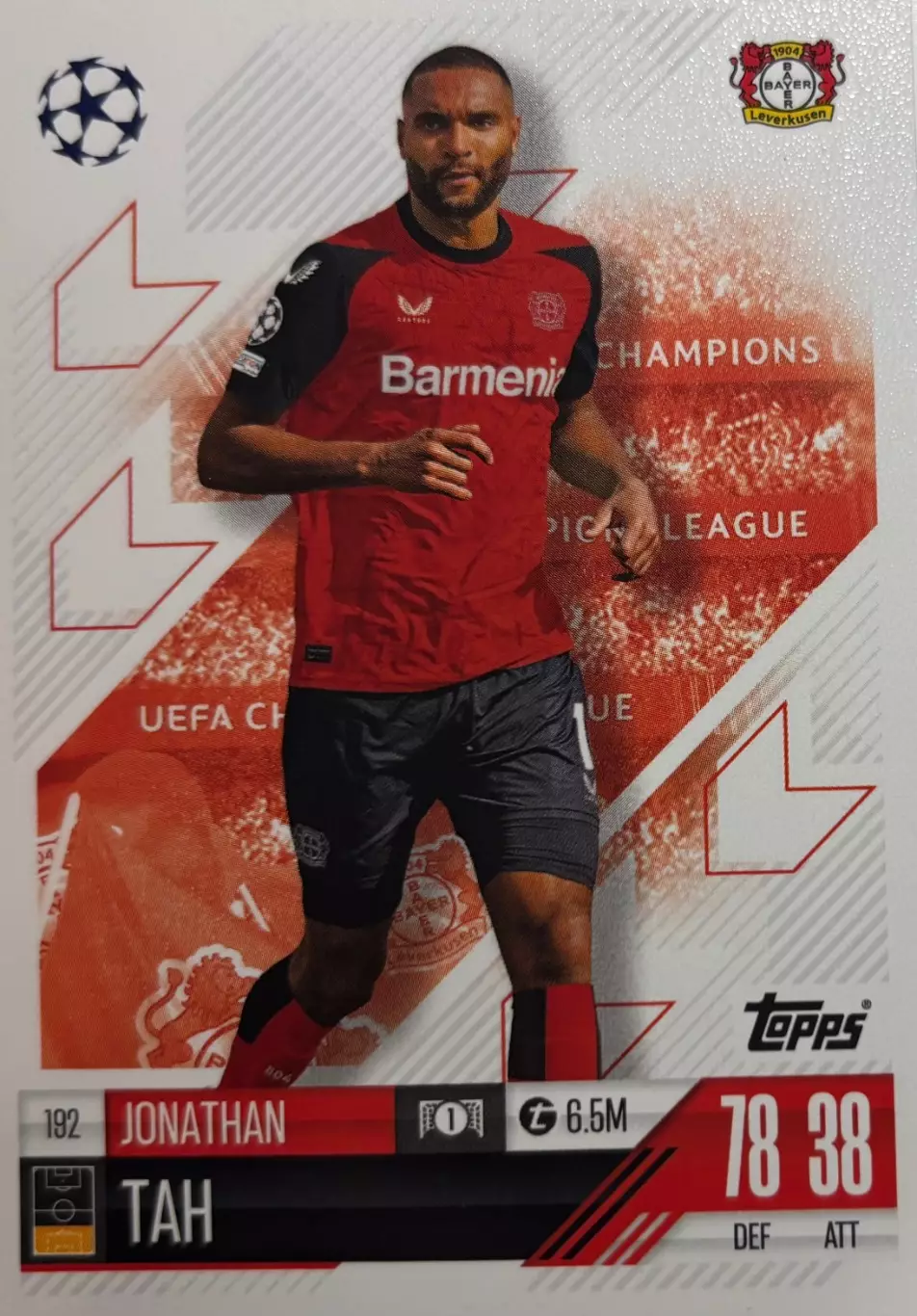 Футбол. Карточка Джонатан Та Байер 04 Лига Чемпионов 2024/25 Topps