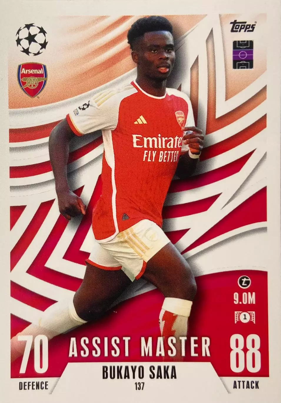 Футбол. Карточка Bukayo Saka/Букайо Сака Арсенал Лондон Лига Чемпионов 2023/24
