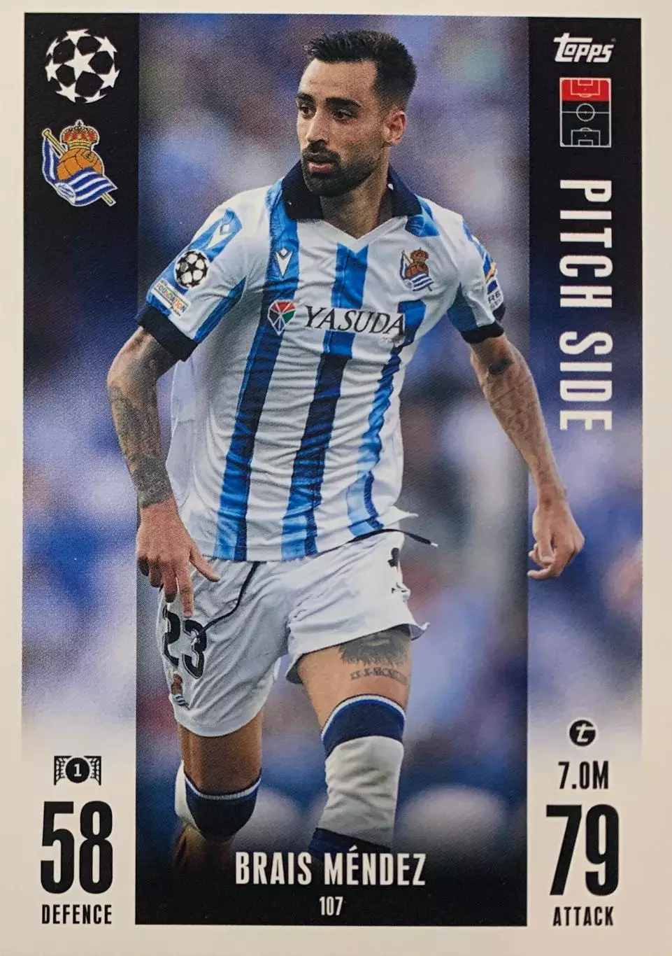 Футбол. Карточка Браис Мендес Реал Сосьедад Лига Чемпионов 2023-24 TOPPS