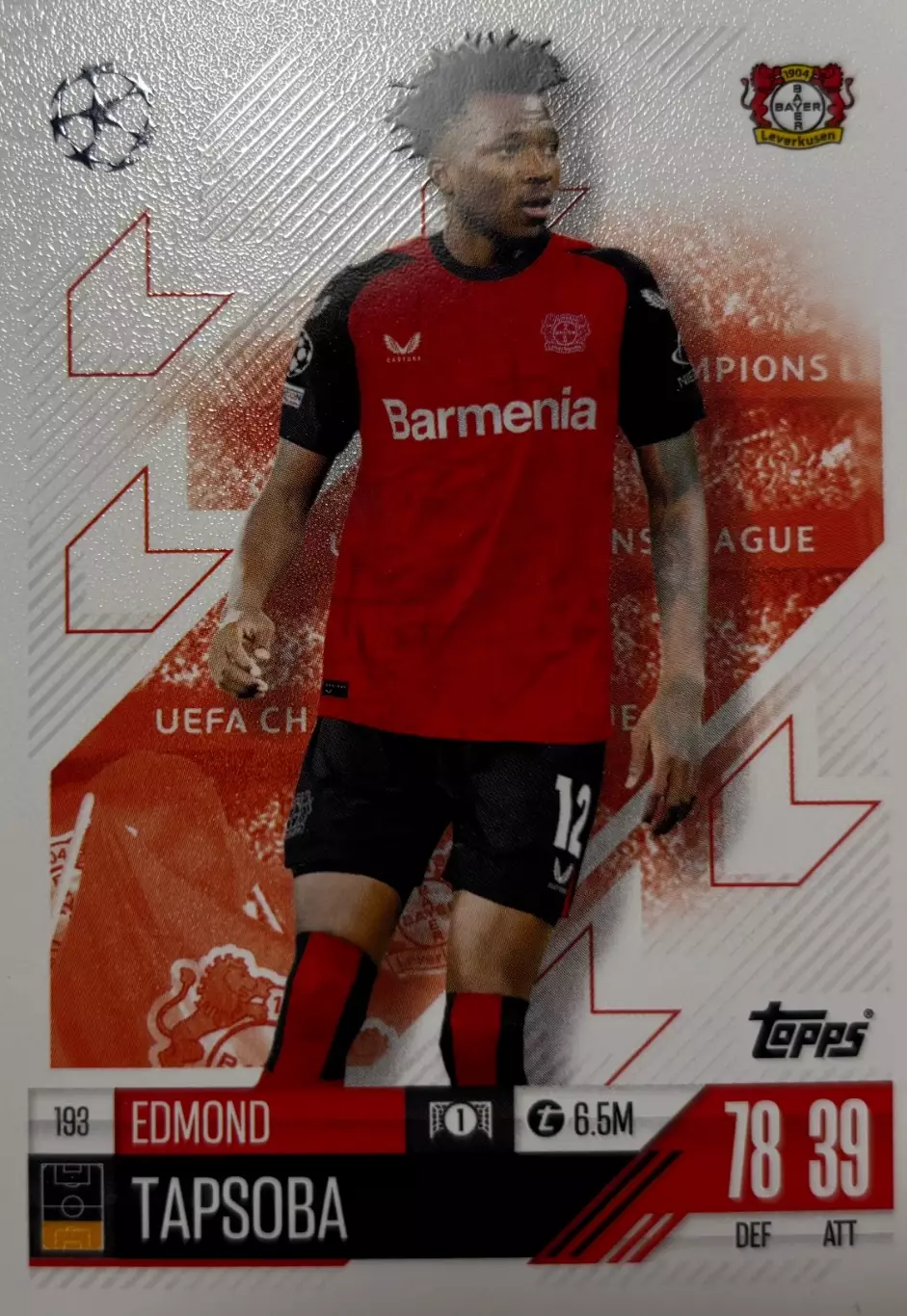 Футбол. Карточка Эдмонд Тапсоба Байер 04 Лига Чемпионов 2024/25 TOPPS