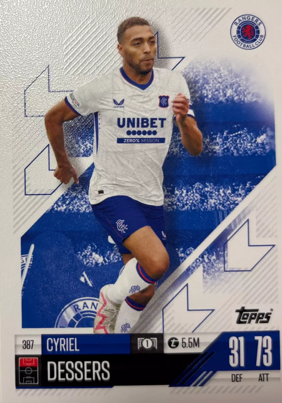 Футбол. Карточка Сирил Дессерс Рейнджерс, Фейеноорд Лига Чемпионов 2024/25 TOPPS