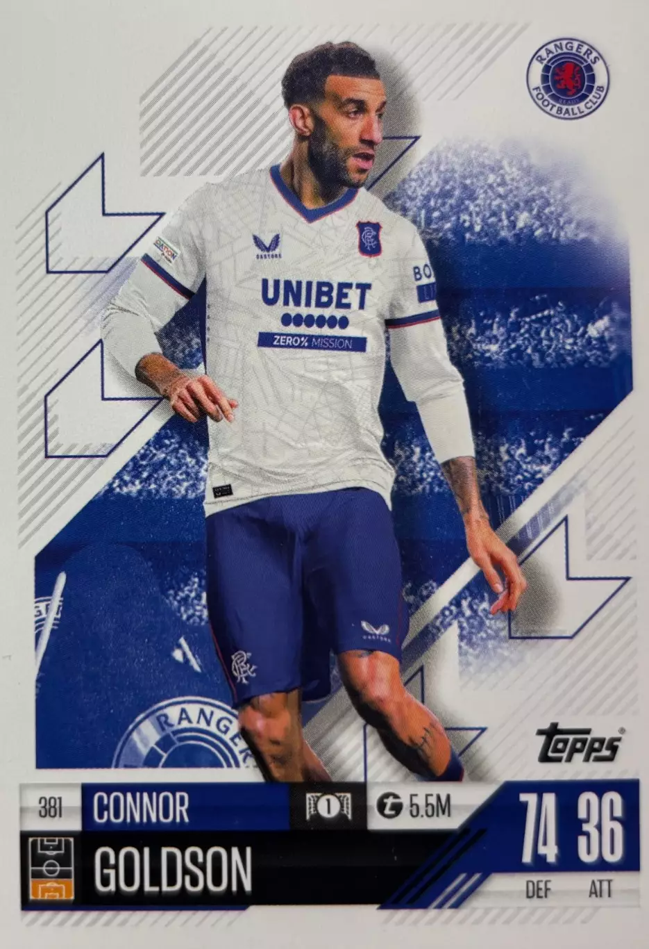 Футбол. Карточка Коннор Голдсон Рейнджерс, Арис, Брайтон Лига Чемпионов 2024/25