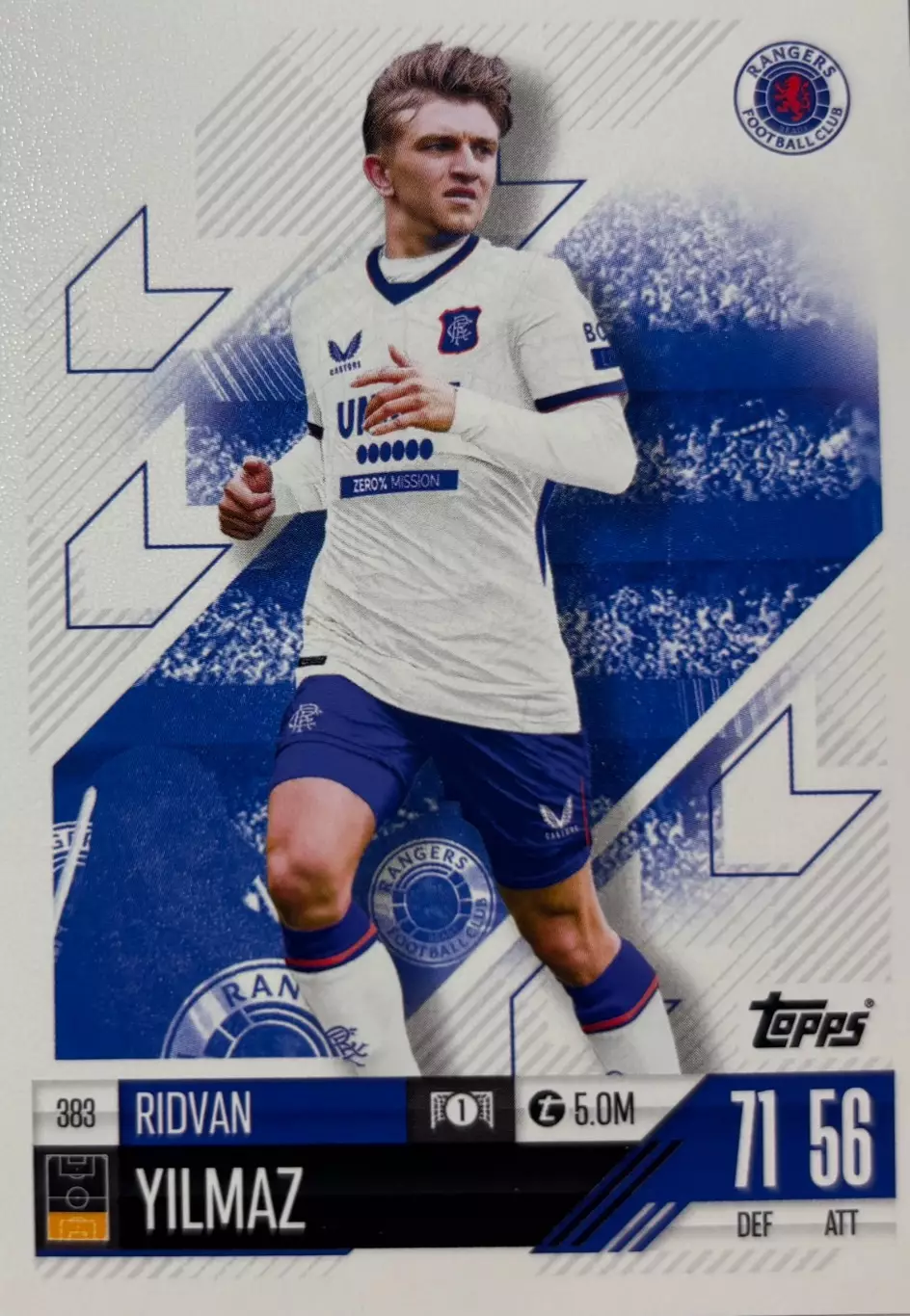 Футбол. Карточка Рыдван Йылмаз Рейнджерс, Бешикташ Лига Чемпионов 2024/25 TOPPS