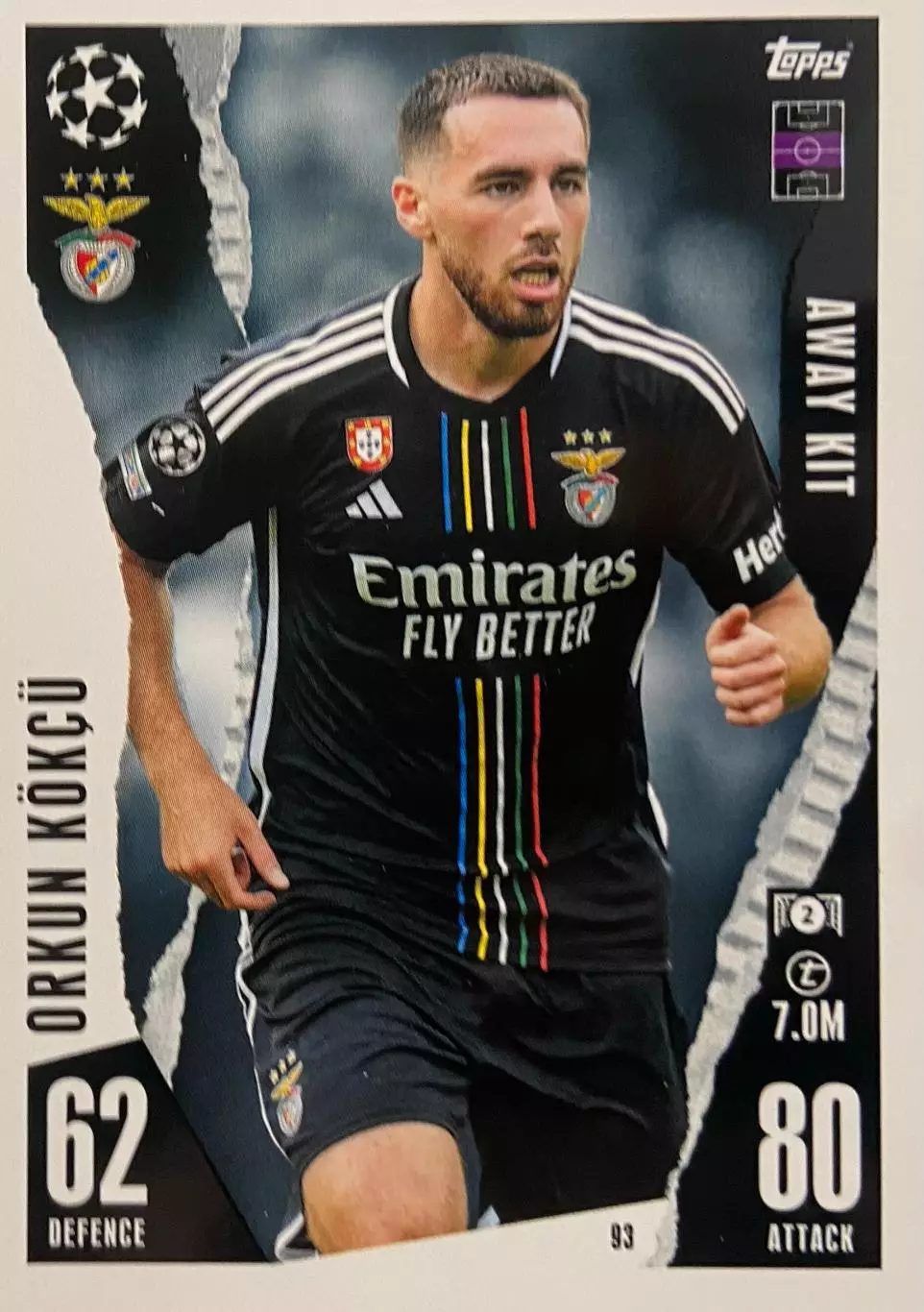 Футбол Карточка Orkun Kokcu/Оркун Кекчю Бенфика,Фейеноорд Лига Чемпионов 2023/24