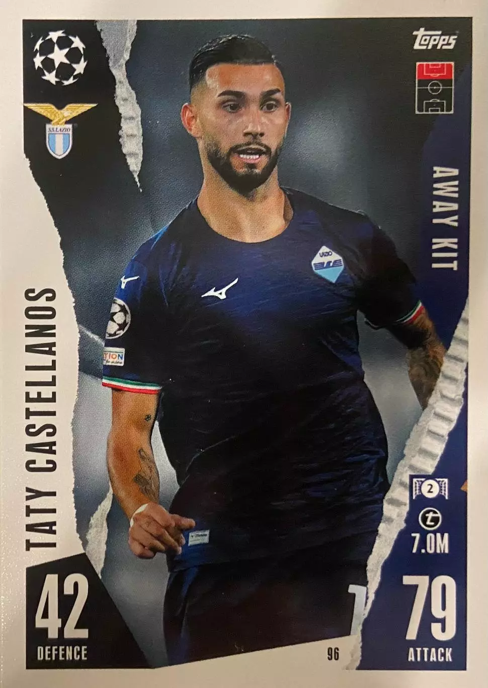 Футбол. Карточка Валентин Кастельянос Лацио, Жирона Лига Чемпионов 2023/24 TOPPS