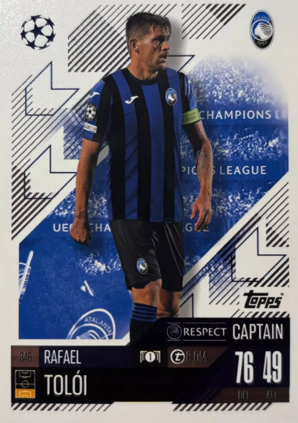 Футбол. Карточка Rafael Toloi/Рафаэл Толой Аталанта Лига Чемпионов 2024-25 TOPPS