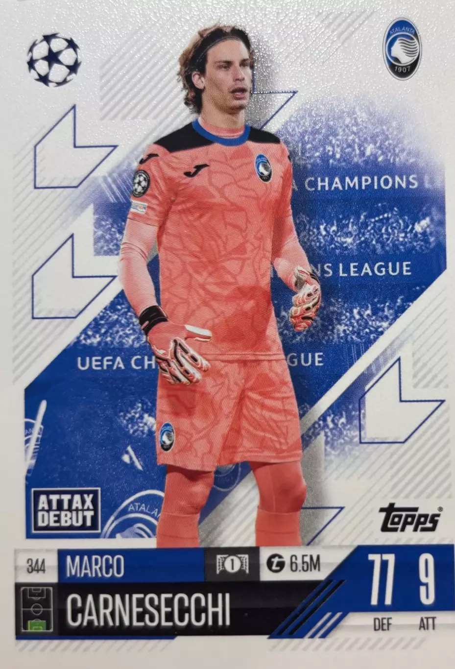 Футбол. Карточка Марко Карнесекки Аталанта Лига Чемпионов 2024-25 TOPPS