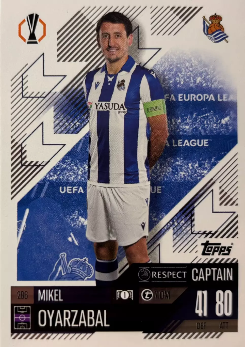 Футбол. Карточка Микель Оярсабаль Реал Сосьедад Лига Европы 2024-25 TOPPS
