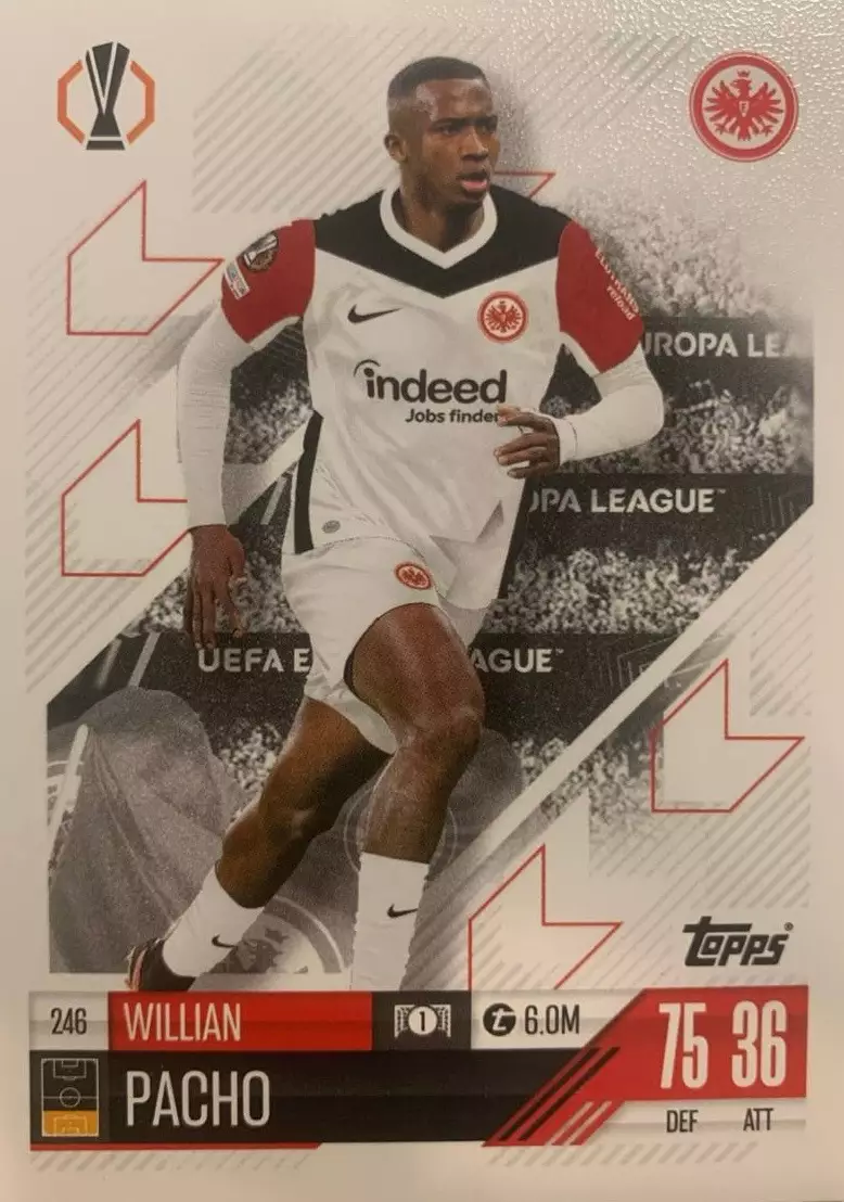 Футбол. Карточка Вильям Пачо Айнтрахт, ПСЖ Лига Европы 2024-25 TOPPS