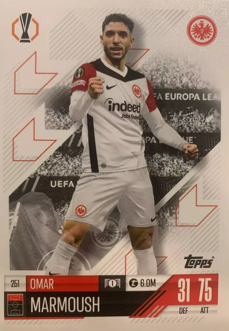 Футбол. Карточка Омар Мармуш Айнтрахт, Манчестер Сити Лига Европы 2024-25 TOPPS