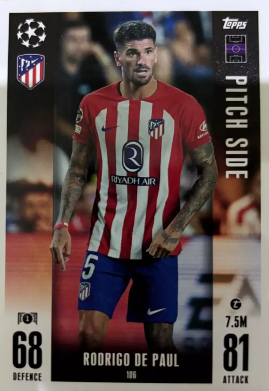 Футбол. Карточка Родриго де Пауль Атлетико Мадрид,Удинезе Лига Чемпионов 2023-24