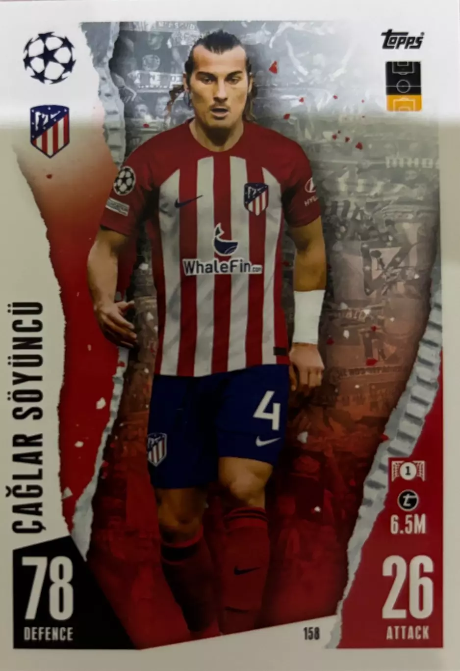 Футбол. Карточка Чалар Сеюнджю Атлетико Мадрид Лига Чемпионов 2023-24 TOPPS