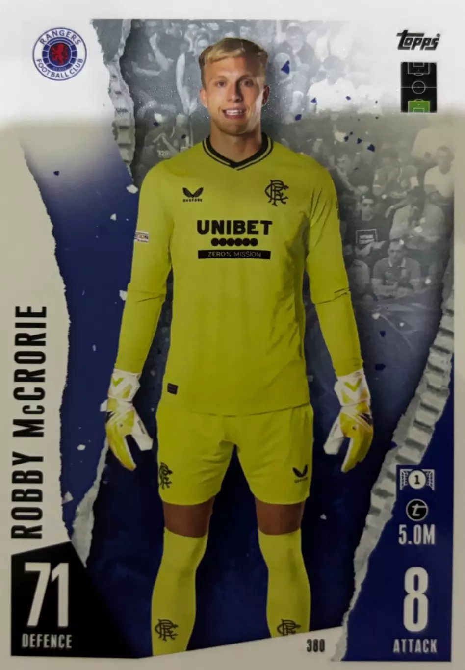 Футбол. Карточка Робби Маккрори Рейнджерс Лига Чемпионов 2023/24 TOPPS