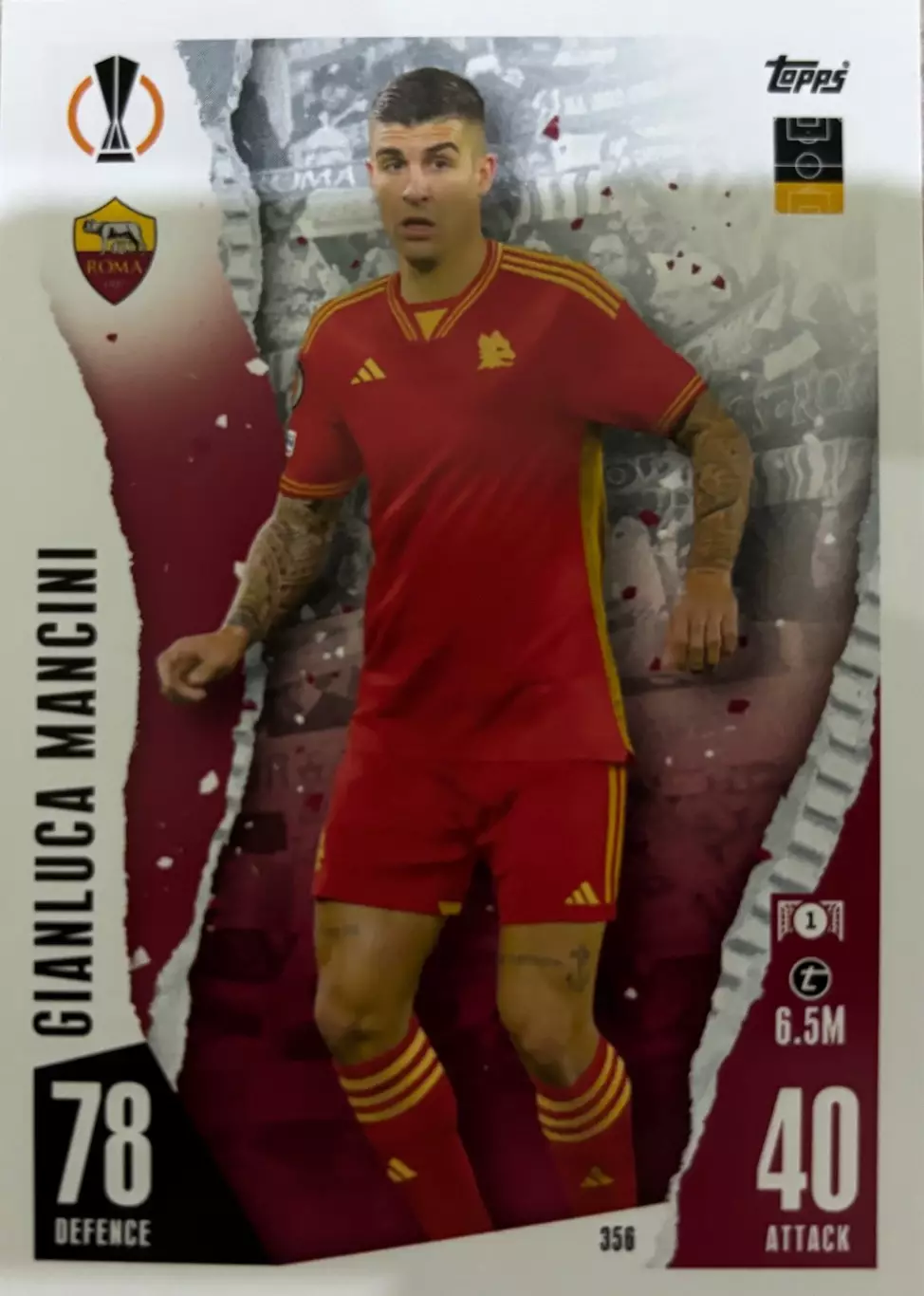 Футбол. Карточка Джанлука Манчини Рома, Аталанта Лига Европы 2023/24 TOPPS