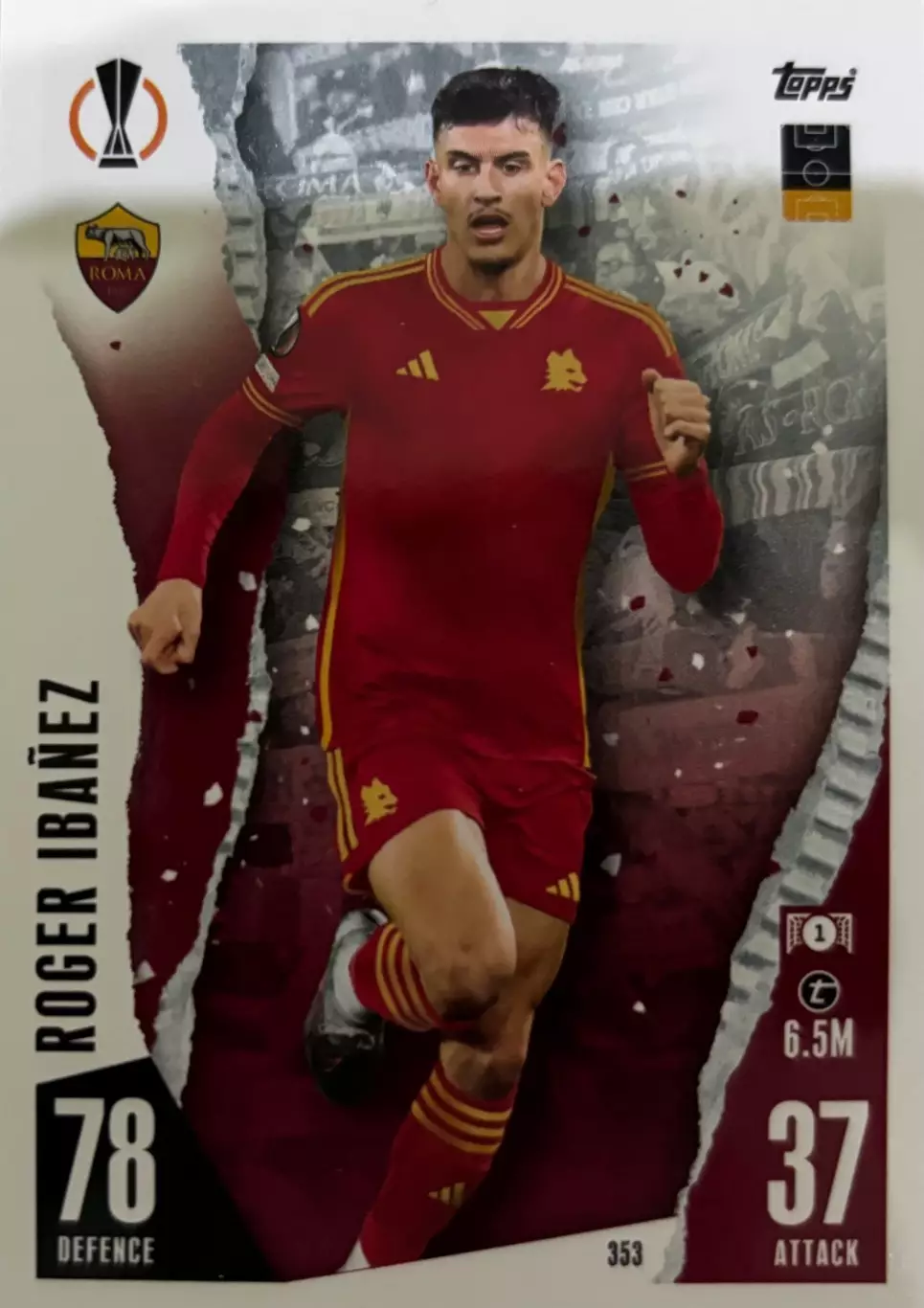 Футбол. Карточка Рожер Ибаньес Рома, Аталанта Лига Европы 2023/24 TOPPS