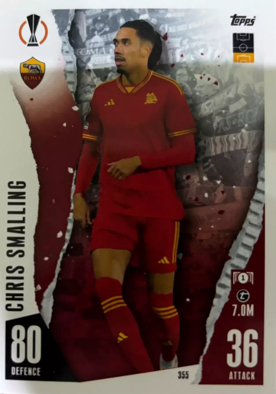 Футбол. Карточка Крис Смоллинг Рома, Манчестер Юнайтед Лига Европы 2023/24 TOPPS