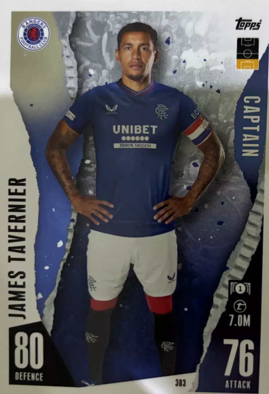 Футбол. Карточка James Tavernier/Джеймс Тавернье Рейнджерс Лига Европы 2023/24