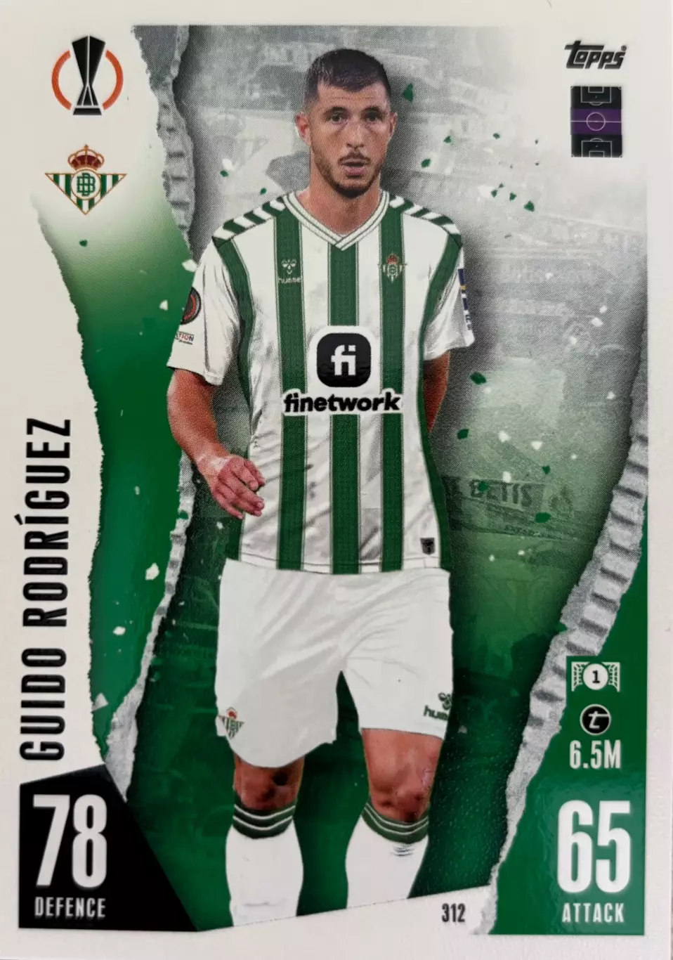 Футбол Карточка Guido Rodriguez/Гидо Родригес Бетис,Вест Хэм Лига Европы 2023/24