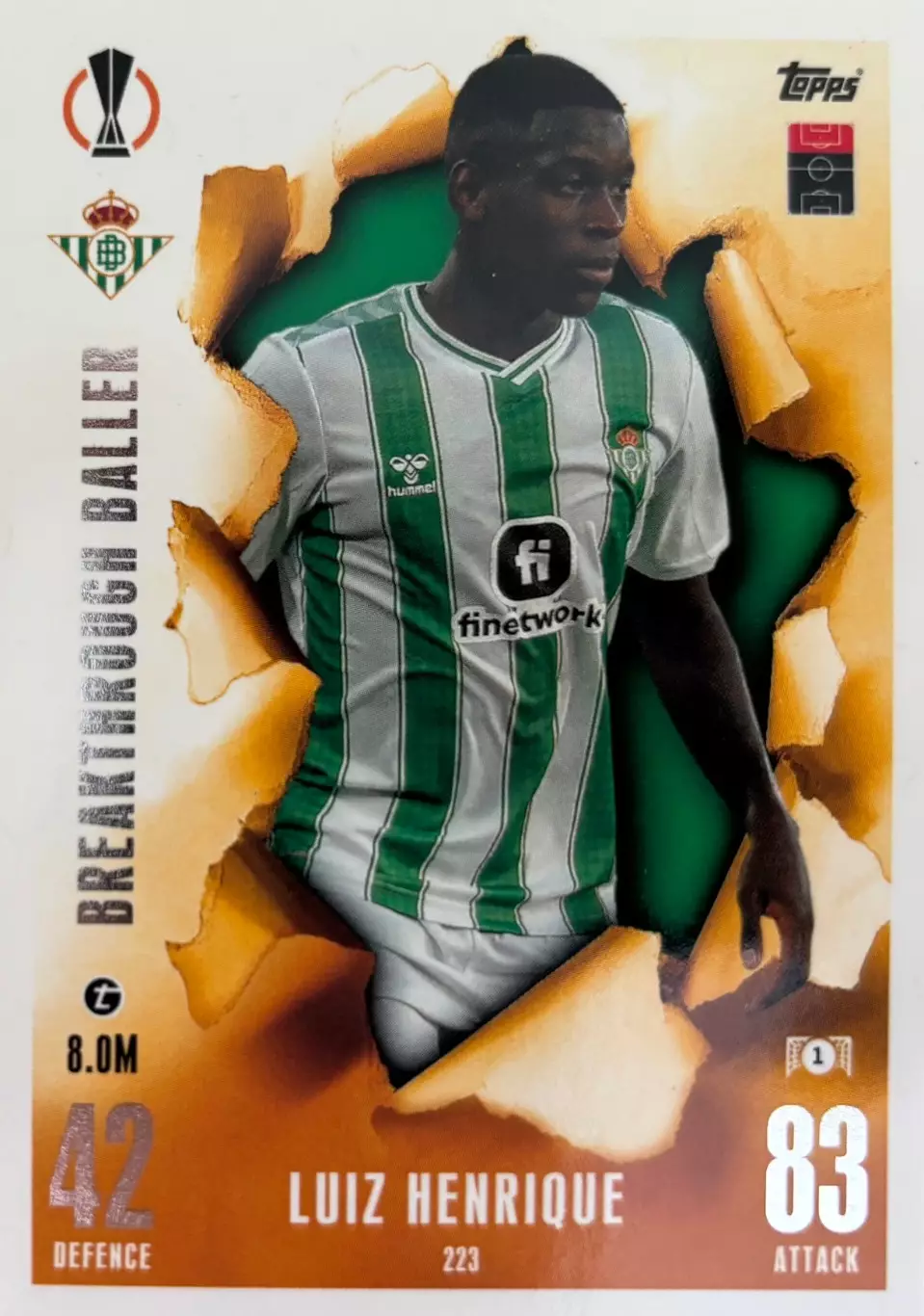 Футбол. Карточка Луис Энрике Реал Бетис, Зенит Лига Европы 2023-24 TOPPS