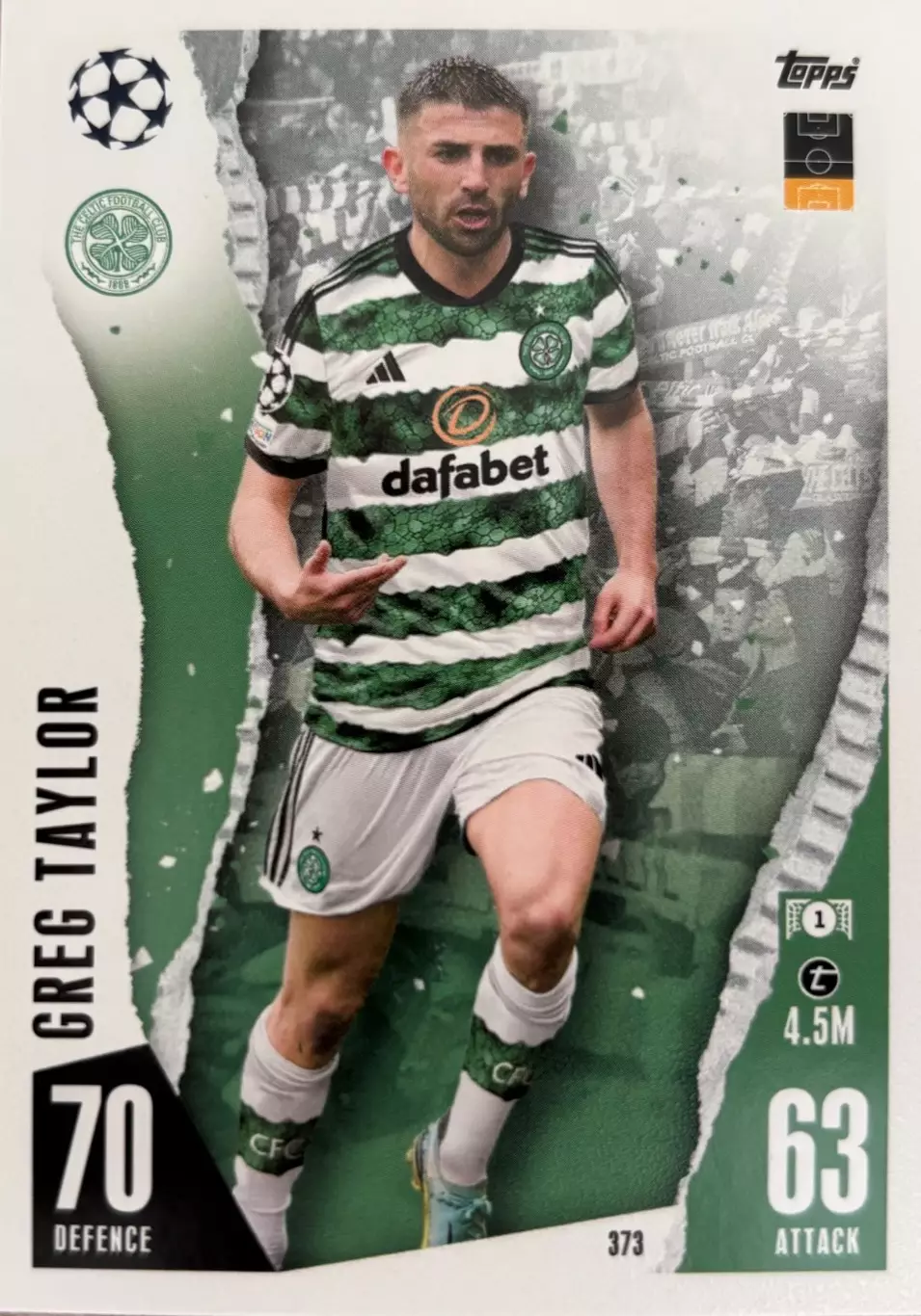 Футбол. Карточка Грег Тейлор Селтик Лига Чемпионов 2023/24 TOPPS