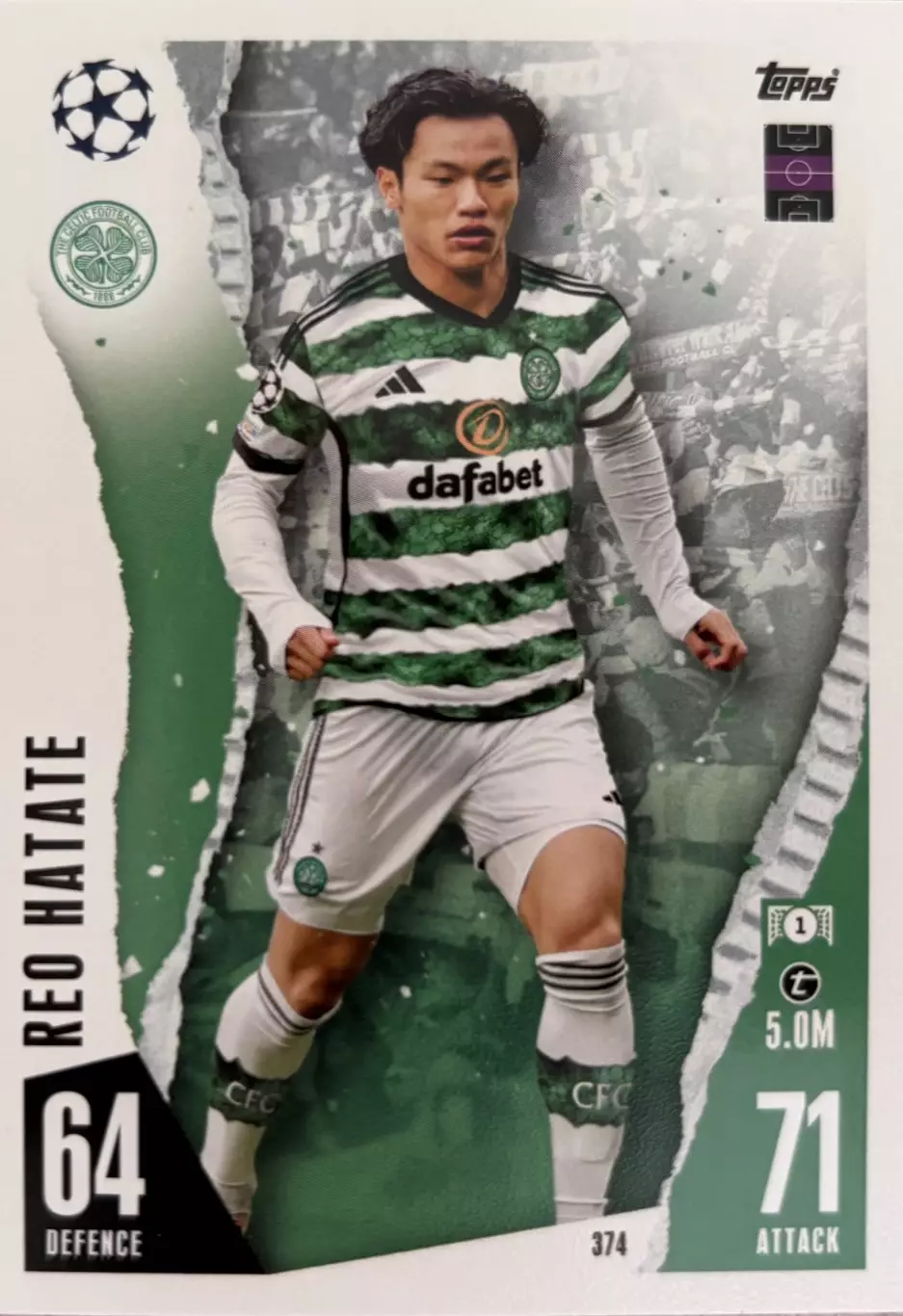 Футбол. Карточка Рэо Хататэ Селтик Лига Чемпионов 2023/24 TOPPS