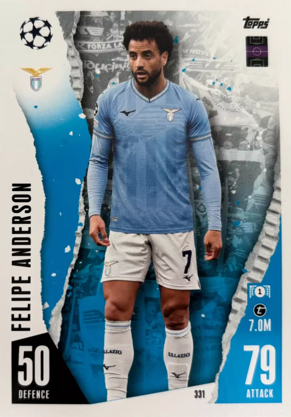 Футбол. Карточка Фелипе Андерсон Лацио, Вест Хэм Чемпионов 2023/24 TOPPS