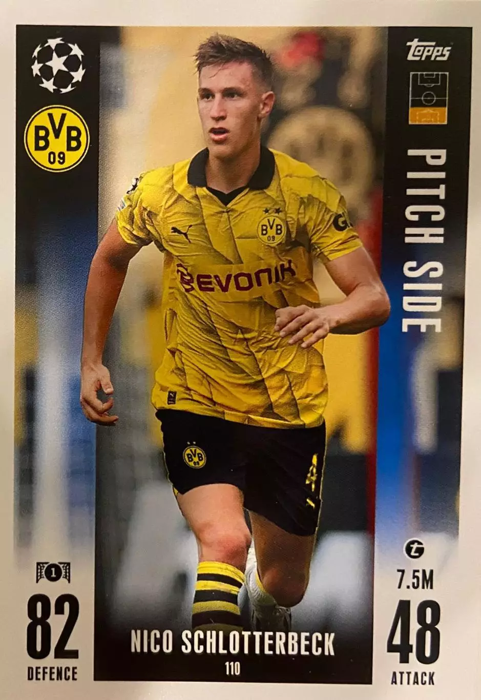 Футбол. Карточка Нико Шлоттербек Боруссия Дортмунд, Унион Лига Чемпионов 2023/24
