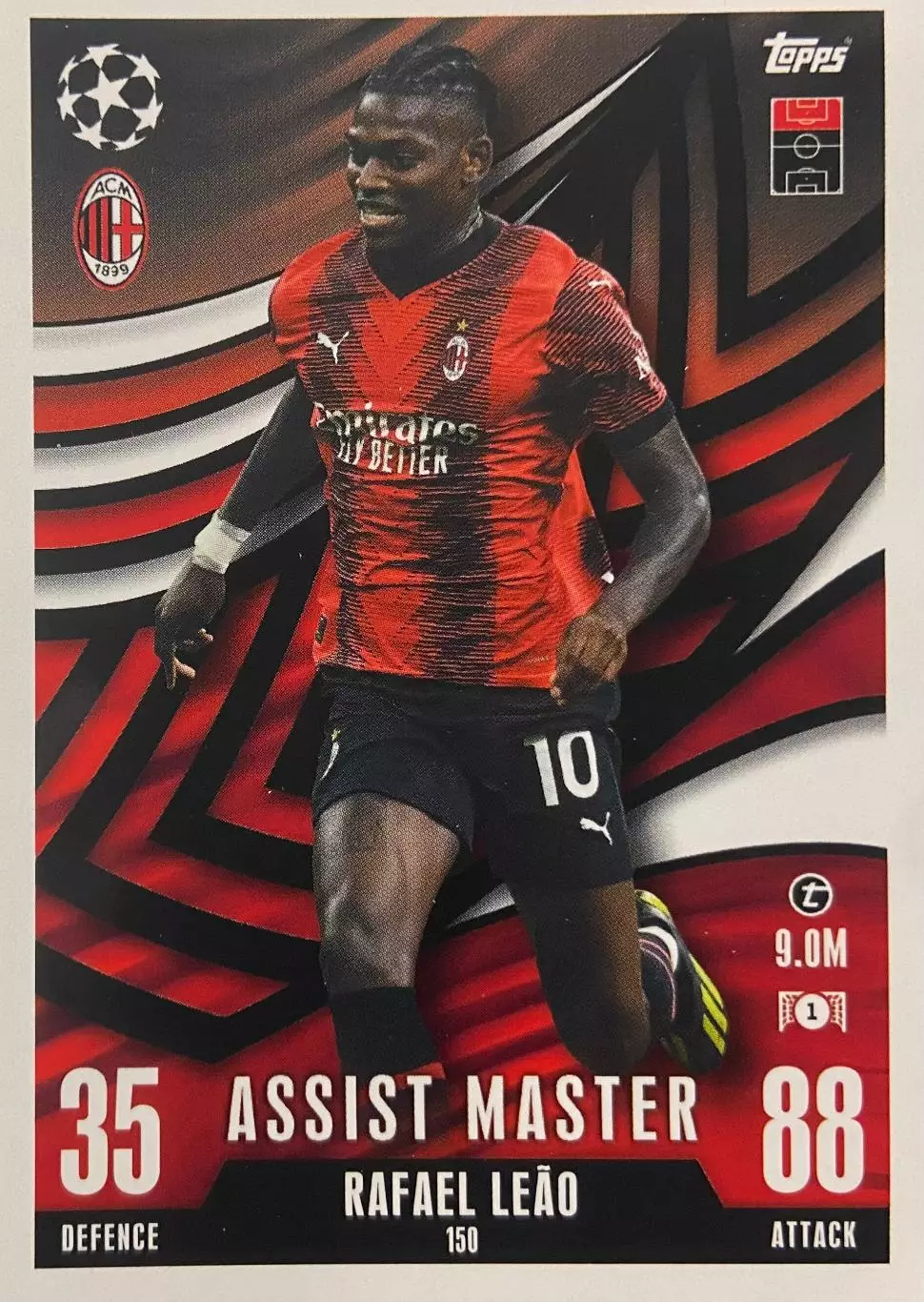 Футбол Карточка Rafael Leao/Рафаэл Леау Милан,Лилль Лига Чемпионов 2023-24 TOPPS