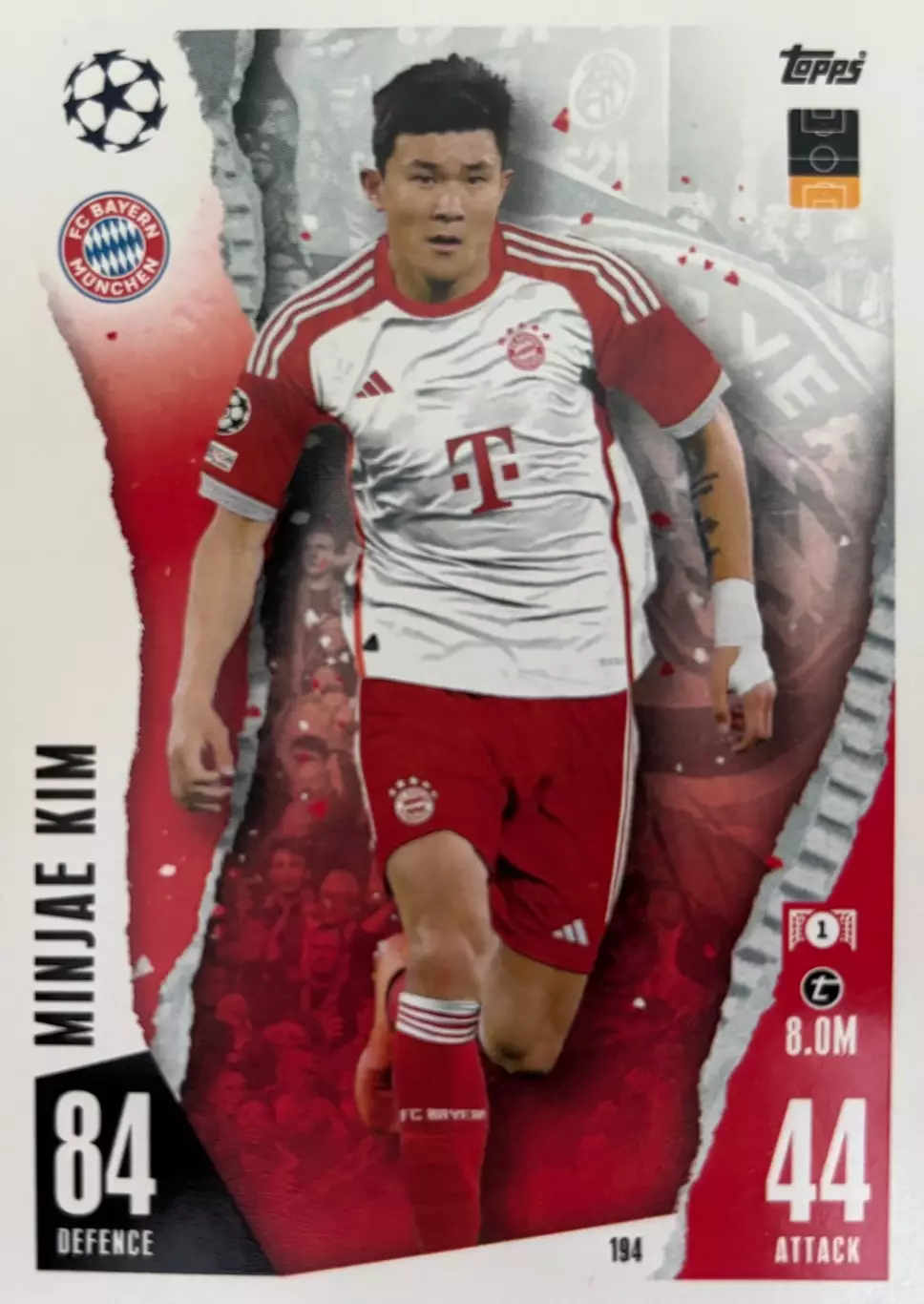 Футбол. Карточка Ким Мин Джэ Бавария Мюнхен, Наполи Лига Чемпионов 2023-24 TOPPS