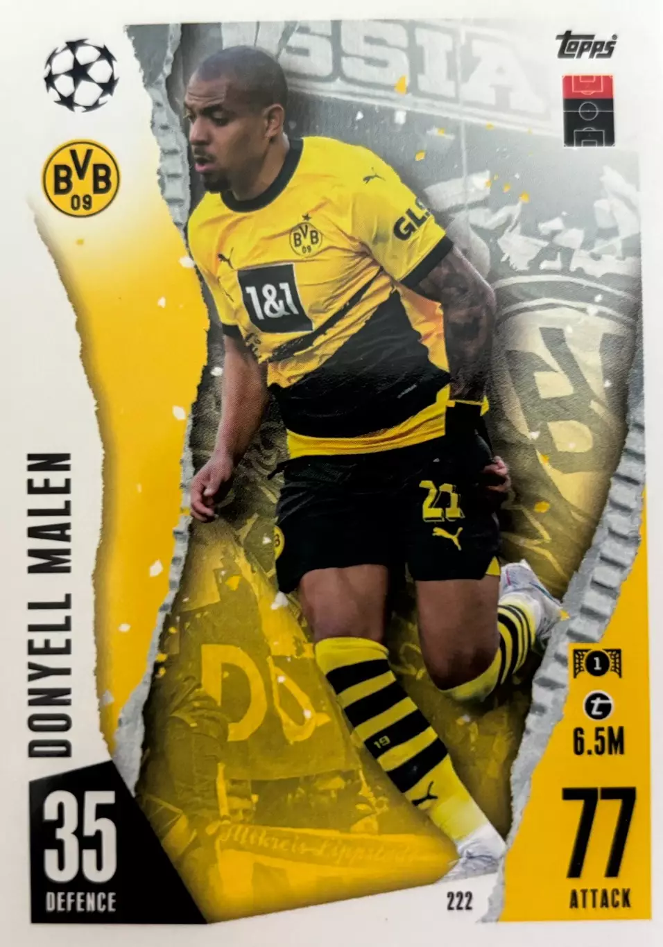 Футбол. Карточка Дониелл Мален Боруссия Дортмунд Лига Чемпионов 2023/24 TOPPS