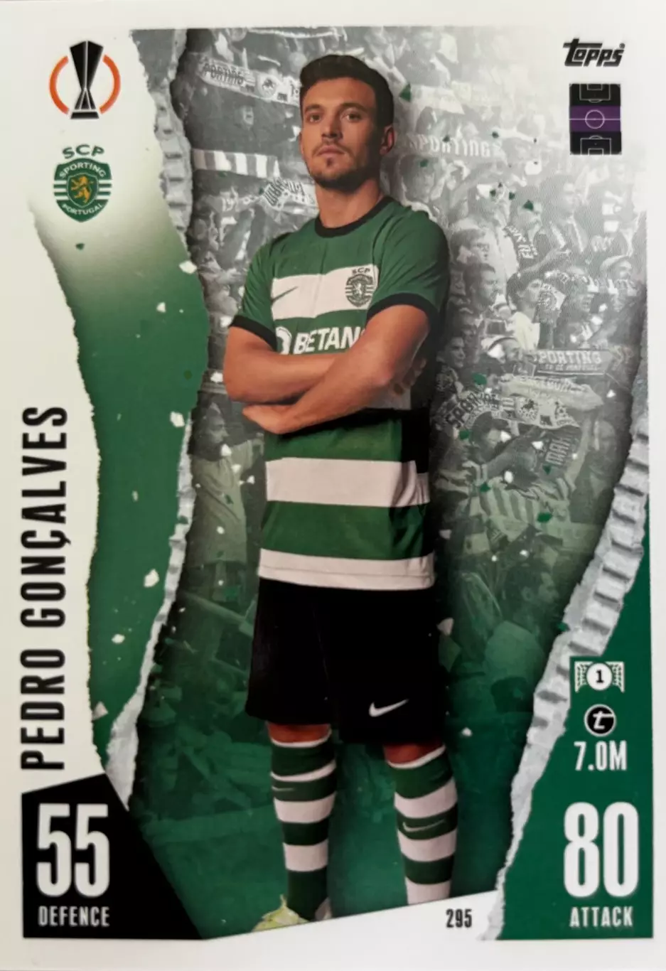 Футбол. Карточка Педру Гонсалвеш Спортинг Лиссабон Лига Европы 2023/24 TOPPS