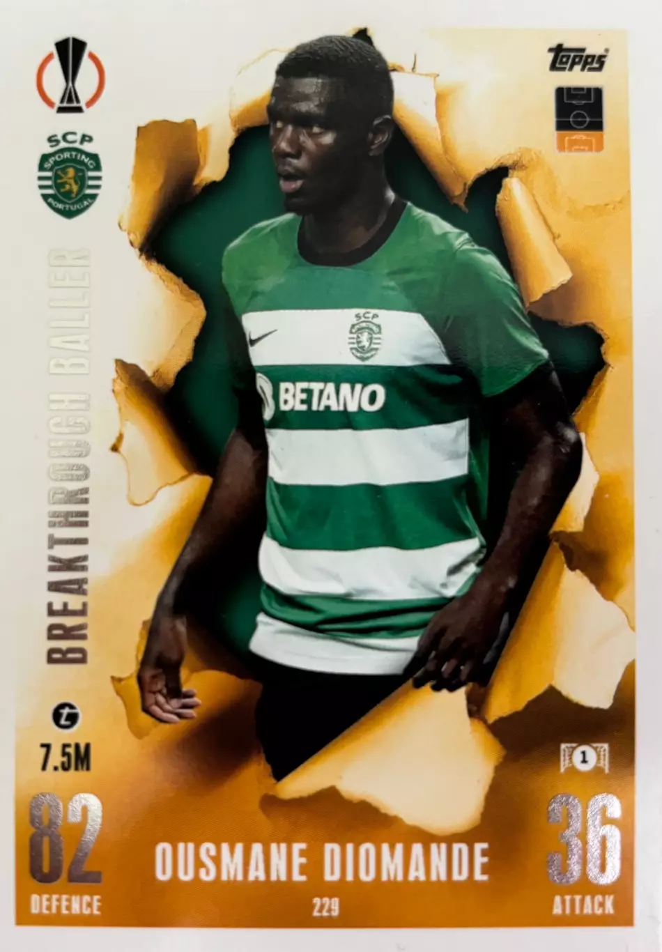 Футбол. Карточка Усман Дьоманде Спортинг Лиссабон Лига Европы 2023/24 TOPPS