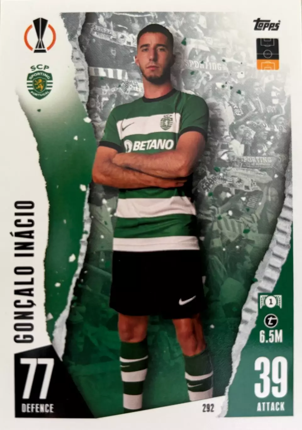 Футбол. Карточка Гонсалу Инасиу Спортинг Лиссабон Лига Европы 2023/24 TOPPS